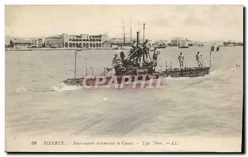 Cartes postales Bateau Guerre Thon Sous marin Bizerte Tunisie