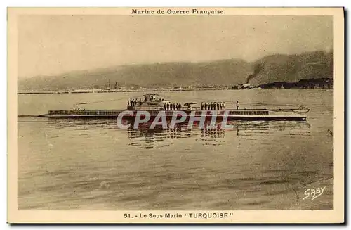 Cartes postales Bateau Guerre Sous marin Turquoise