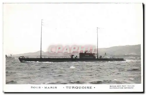 Cartes postales Bateau Guerre Sous marin Turquoise