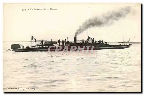 Cartes postales Bateau Guerre Submersible Ventose Sous marin