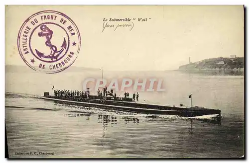 Cartes postales Bateau Guerre Submersible Watt Sous marin