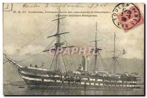 Cartes postales Bateau Couronne Vaisseau ecole des canonniers et timoniers