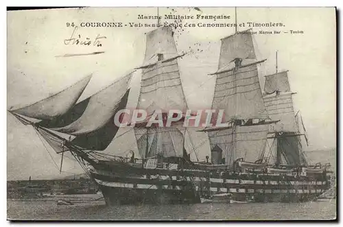 Cartes postales Bateau Couronne Vaisseau ecole des canonniers et timoniers