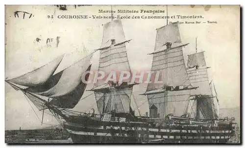 Cartes postales Bateau Couronne Vaisseau ecole des canonniers et timoniers