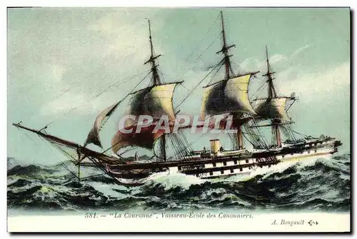 Cartes postales Bateau La Couronne Vaisseau ecole des canonniers