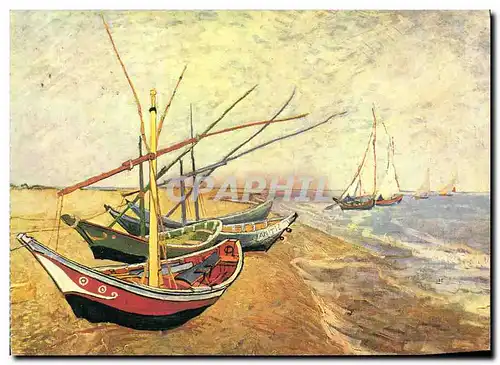 Cartes postales moderne Bateau Vincent Van Hogh Barques aux Saintes Maries Juin 1888