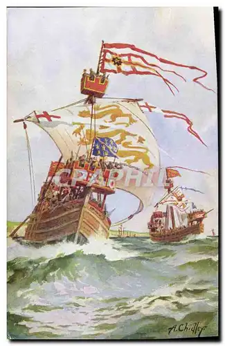 Cartes postales Bateau Guerre Vaisseau du roi Childley