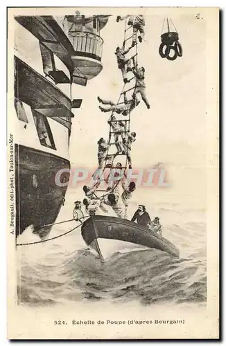 Cartes postales Bateau Guerre Echelle de Poupe d apres Bourgain