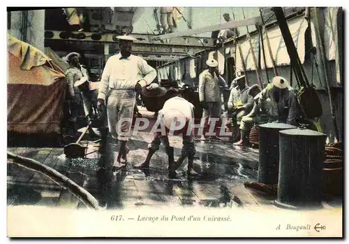 Cartes postales Bateau Guerre Lavage du pont d un cuirasse