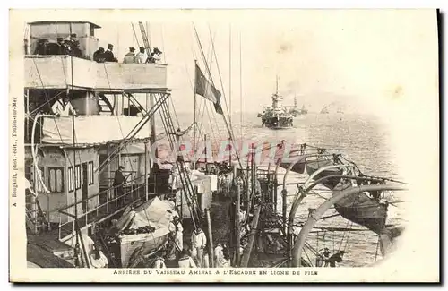 Cartes postales Bateau Guerre Arriere du vaisseau amiral et l escadre en ligne de file