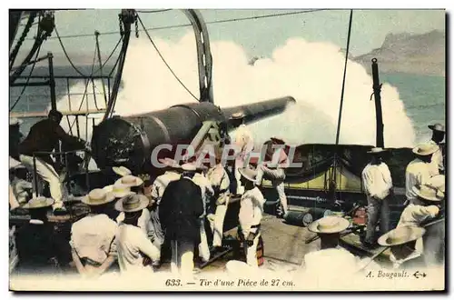 Ansichtskarte AK Bateau Guerre Tir d une piece de 27 cm Canon