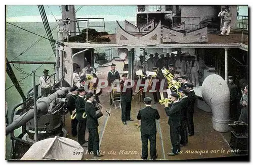 Cartes postales Bateau La vie du marin La musique sur le pont Cuivres