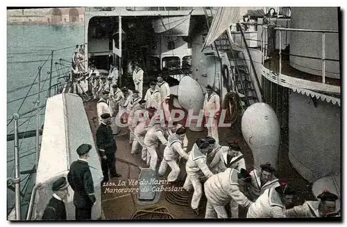 Cartes postales Bateau La vie du marin Manoeuvre du cabestan
