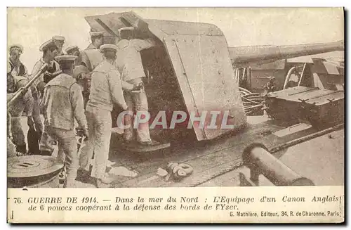 Cartes postales Bateau Guerre de 1914 Dans la mer du Nord L equipage d un canon anglais de 6 pouces