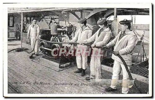 Cartes postales Bateau La vie du marin Manoeuvre du treuil