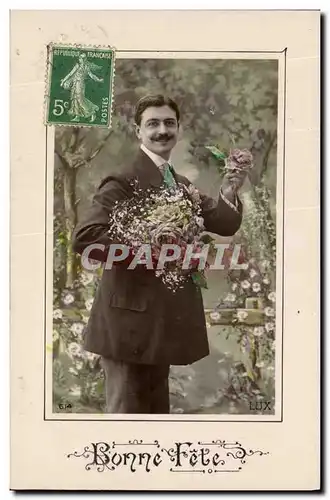 Cartes postales Fantaisie Fleurs Homme