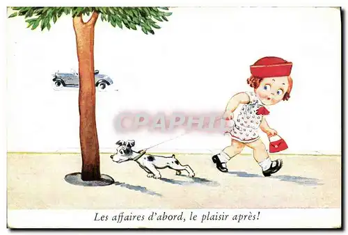 Cartes postales Fantaisie Enfant Chien Automobile