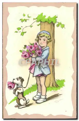 Cartes postales Fantaisie Enfant Chien