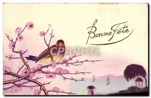 Cartes postales Fantaisie Fleurs Oiseau