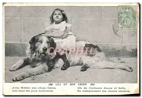 Cartes postales Fantaisie Enfant Lili et son chien