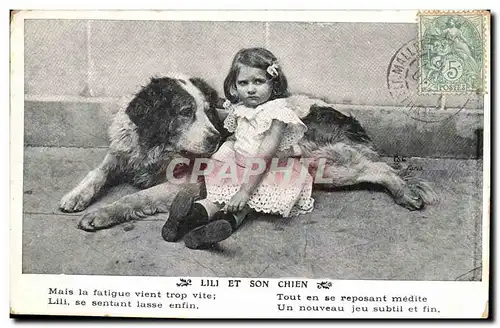 Cartes postales Fantaisie Enfant Lili et son chien