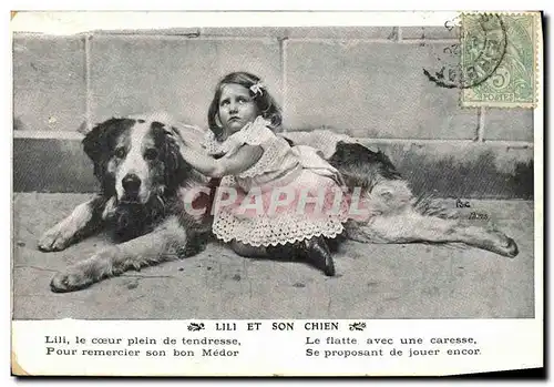 Ansichtskarte AK Fantaisie Enfant Lili et son chien