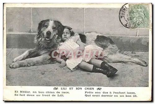 Cartes postales Fantaisie Enfant Lili et son chien