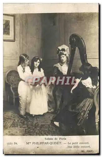 Ansichtskarte AK Fantaisie Enfants Salons de Paris Mme Philippar Quinet Le petit concert Harpe