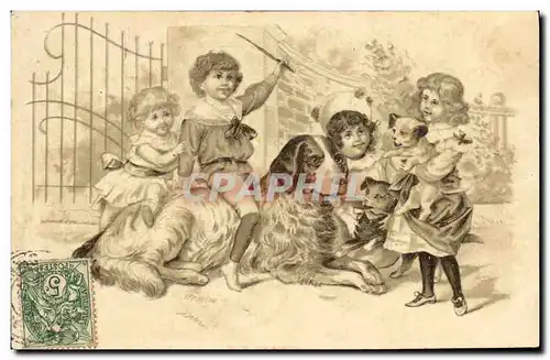 Cartes postales Fantaisie Enfants Chien