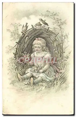 Cartes postales Fantaisie Enfant Oiseau