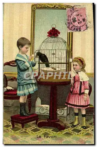 Cartes postales Fantaisie Enfants Oiseau Le favori