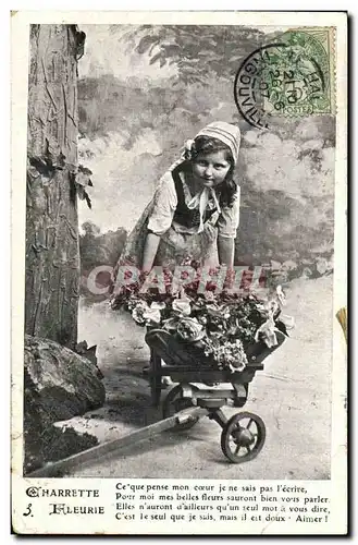 Cartes postales Fantaisie Enfant Charrtte fleurie