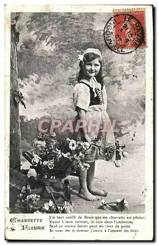 Cartes postales Fantaisie Enfant Charrette fleurie