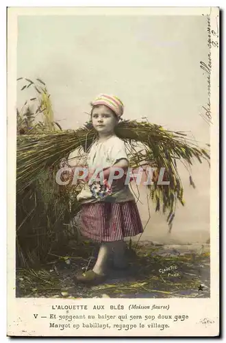 Cartes postales Fantaisie Enfant L alouette aux bles