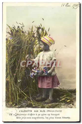 Cartes postales Fantaisie Enfant L alouette aux bles