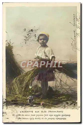 Cartes postales Fantaisie Enfant L alouette aux bles