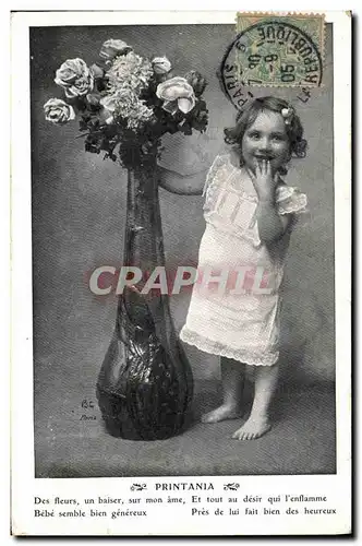 Cartes postales Fantaisie Enfant Printania Fleurs