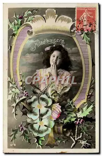 Cartes postales Fantaisie Enfant Mille baisers