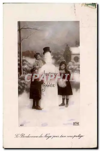 Cartes postales Fantaisie Enfants Bonhomme de neige