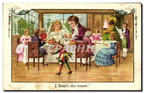 Cartes postales Fantaisie Enfants l heure des toasts Bouffon Clown Mariage