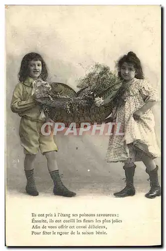 Cartes postales Fantaisie Enfants Poissons