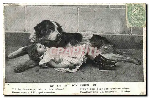 Cartes postales Fantaisie Enfant et chien