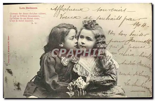 Cartes postales Fantaisie Enfants Les baisers