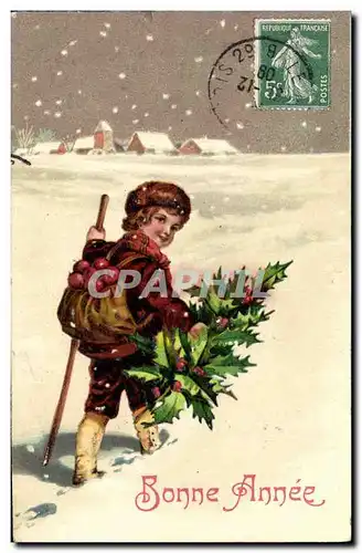 Cartes postales Fantaisie Enfant Sapin Bonne annee