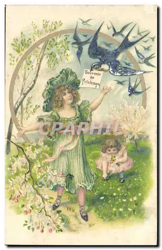 Cartes postales Fantaisie Enfants Hirondelles