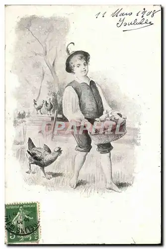 Ansichtskarte AK Fantaisie Enfant et poule