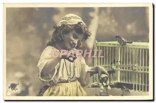 Cartes postales Fantaisie Enfant oiseau