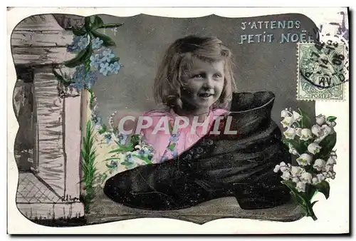 Ansichtskarte AK Fantaisie Enfant Petit Noel Chaussure