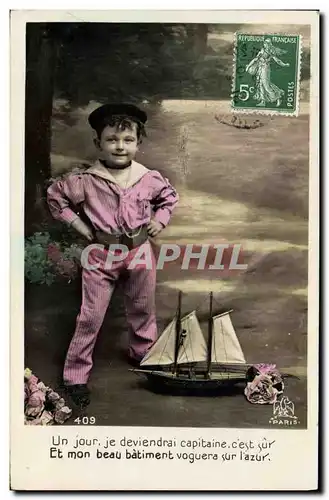 Ansichtskarte AK Fantaisie Enfant Bateau Petit marin