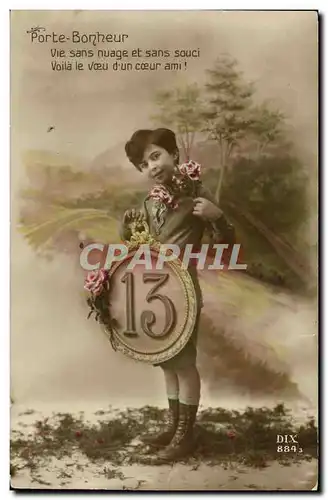 Cartes postales Fantaisie Enfant Porte bonheur Chiffre 13